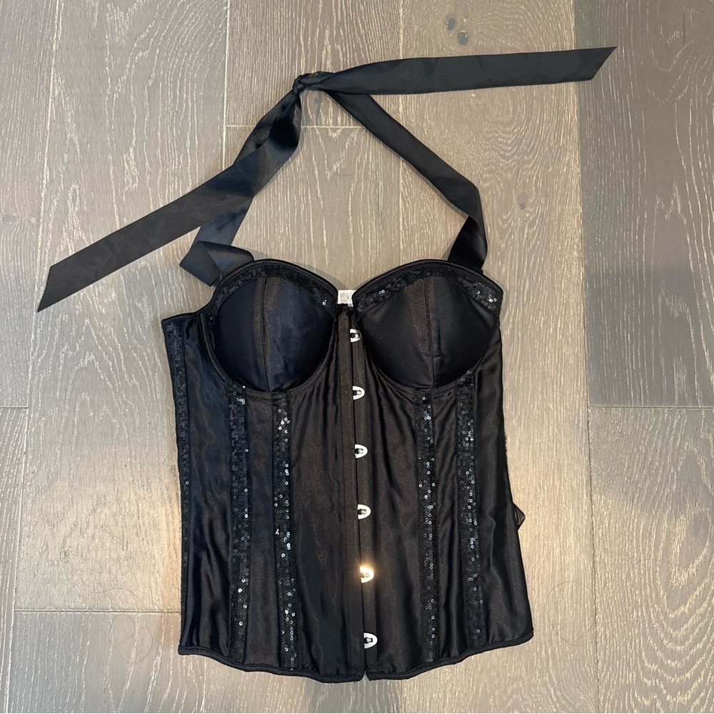 Black Sequin Corset Top